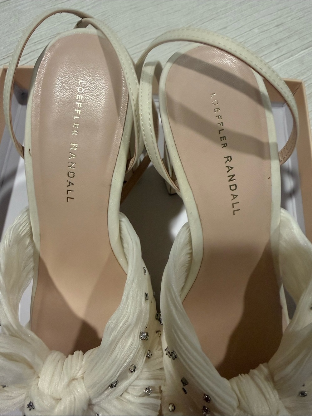 Loeffler Randall Natalia White Rhinestone Heel Size 9 - Picture 13 of 14